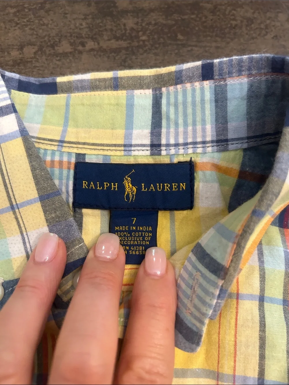 Polo Ralph Lauren Boys Size 7 Plaid Button-Down Shirts - Blue & Yellow